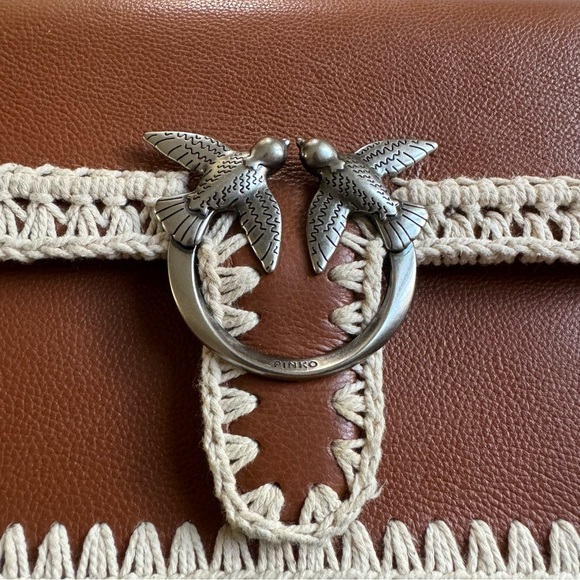 Pinko Love Classic Icon Stitched Shoulder Bag in Cognac - Picture 3 of 7